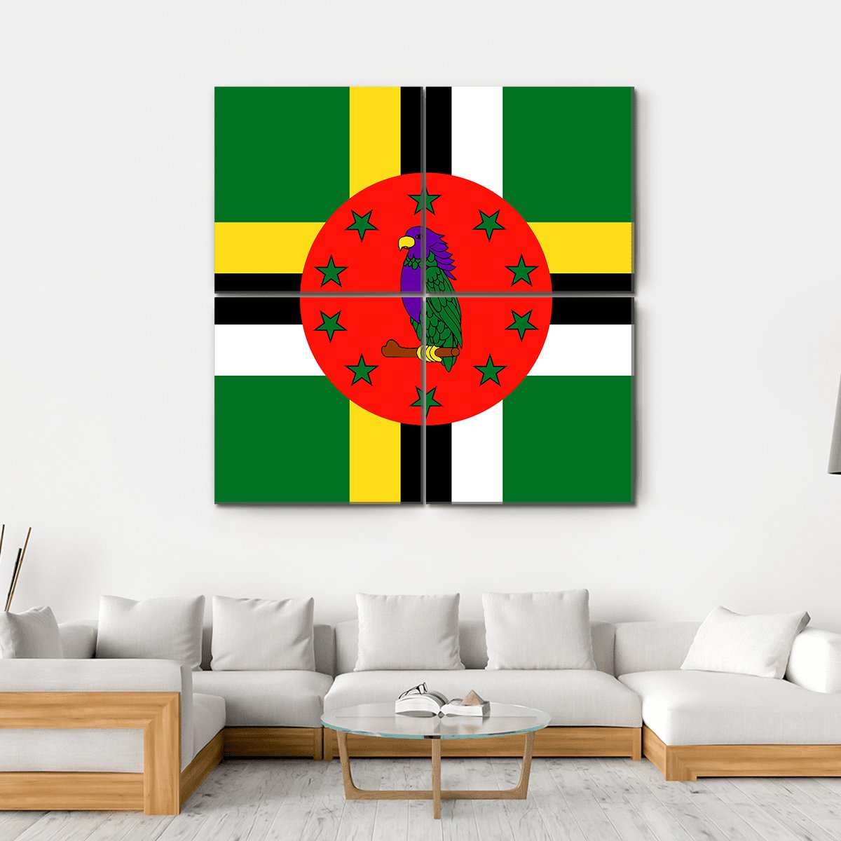 Dominica Flag Canvas Wall Art-4 Square-Gallery Wrap-17" x 17"-Tiaracle