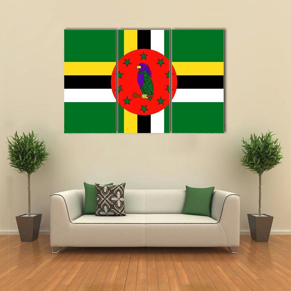 Dominica Flag Canvas Wall Art-3 Horizontal-Gallery Wrap-37" x 24"-Tiaracle