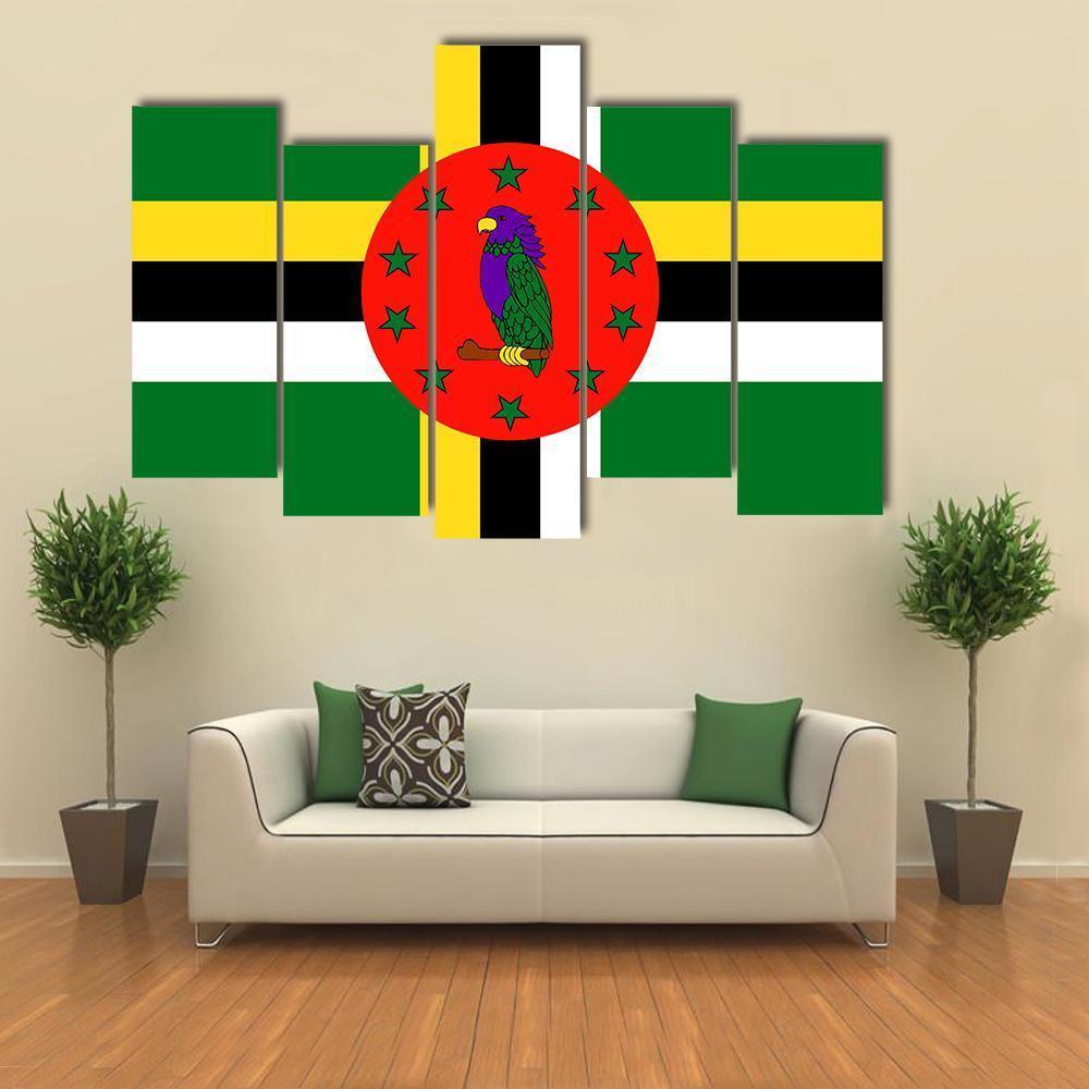 Dominica Flag Canvas Wall Art-5 Pop-Gallery Wrap-47" x 32"-Tiaracle