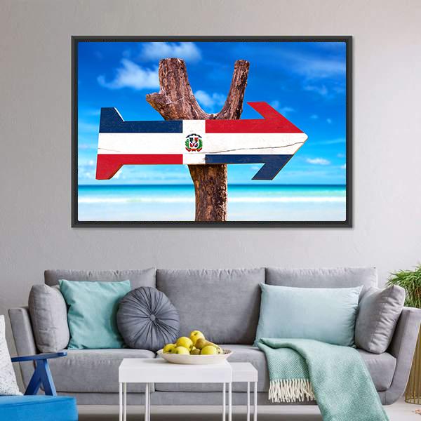 Dominican Republic Flag Canvas Wall Art-1 Piece-Floating Frame-36" x 24"-Tiaracle