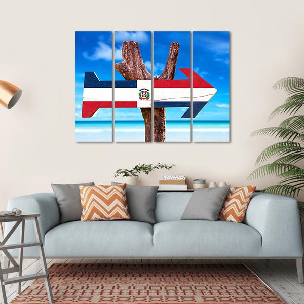 Dominican Republic Flag Canvas Wall Art-4 Horizontal-Gallery Wrap-34" x 24"-Tiaracle