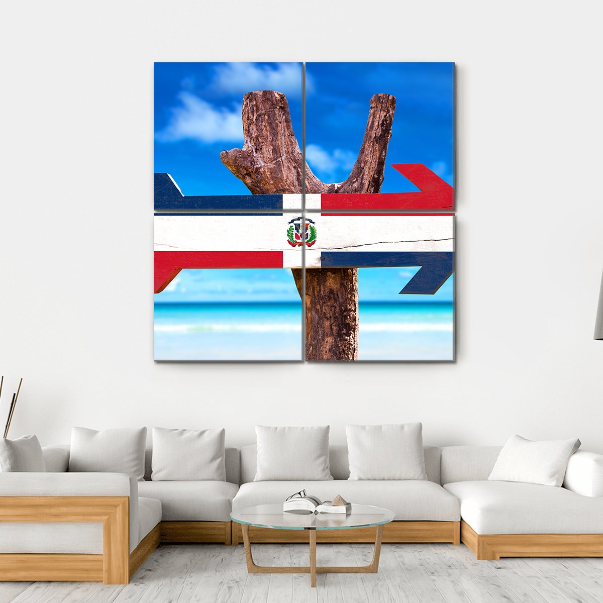 Dominican Republic Flag Canvas Wall Art-4 Square-Gallery Wrap-17" x 17"-Tiaracle