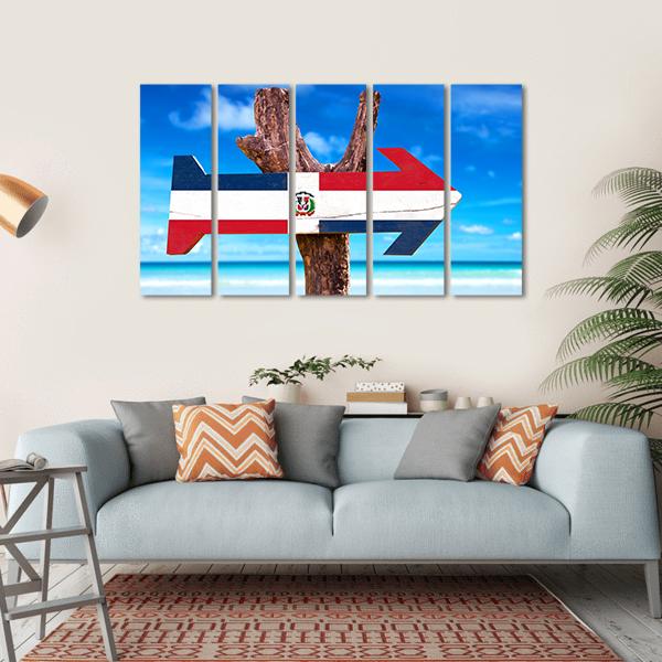 Dominican Republic Flag Canvas Wall Art-5 Horizontal-Gallery Wrap-22" x 12"-Tiaracle
