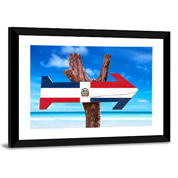 Dominican Republic Flag Panoramic Canvas Wall Art-1 Piece-36" x 12"-Tiaracle