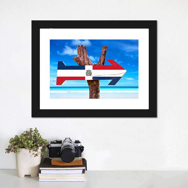 Dominican Republic Flag Panoramic Canvas Wall Art-1 Piece-36" x 12"-Tiaracle