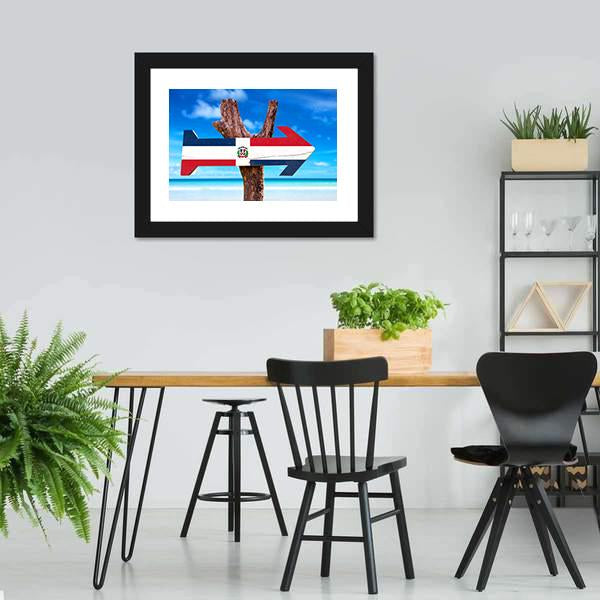 Dominican Republic Flag Panoramic Canvas Wall Art-1 Piece-36" x 12"-Tiaracle