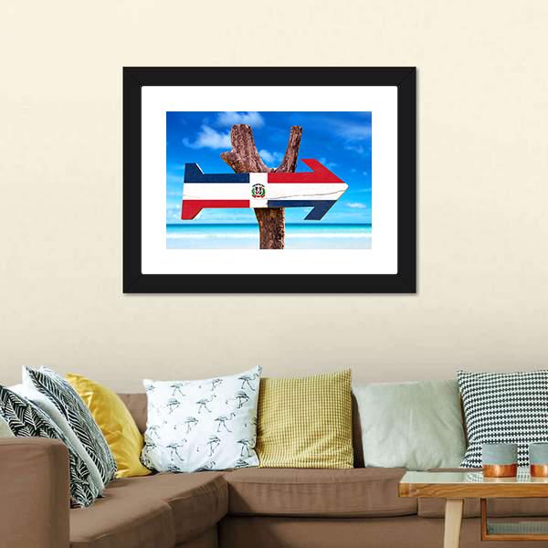 Dominican Republic Flag Panoramic Canvas Wall Art-1 Piece-36" x 12"-Tiaracle