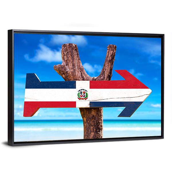 Dominican Republic Flag Panoramic Canvas Wall Art-1 Piece-36" x 12"-Tiaracle