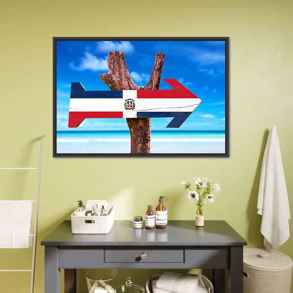 Dominican Republic Flag Panoramic Canvas Wall Art-1 Piece-36" x 12"-Tiaracle