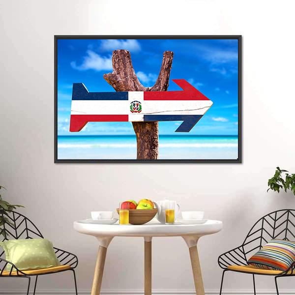 Dominican Republic Flag Panoramic Canvas Wall Art-1 Piece-36" x 12"-Tiaracle