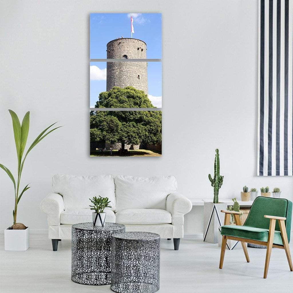 Donjon Castle Tower Vertical Canvas Wall Art-3 Vertical-Gallery Wrap-12" x 25"-Tiaracle