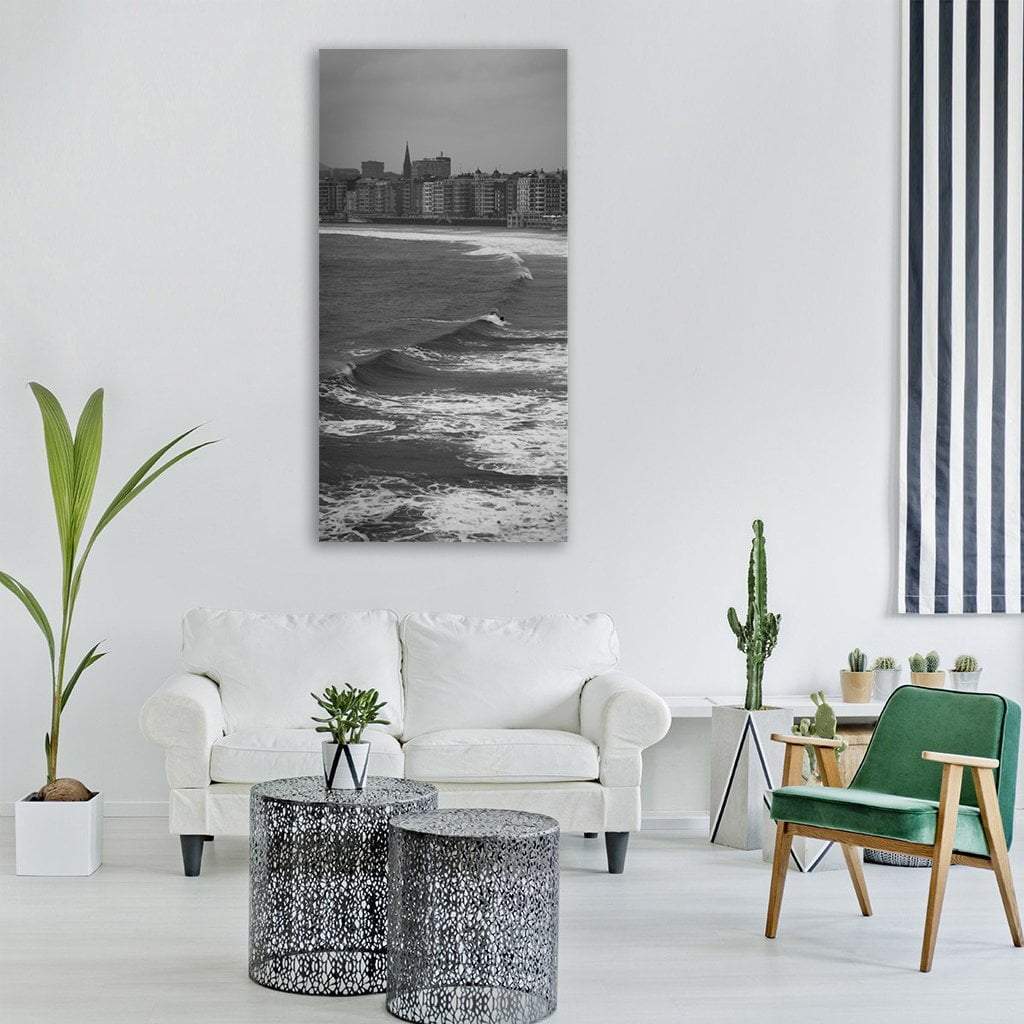 Donostia Sea Beach Vertical Canvas Wall Art-3 Vertical-Gallery Wrap-12" x 25"-Tiaracle