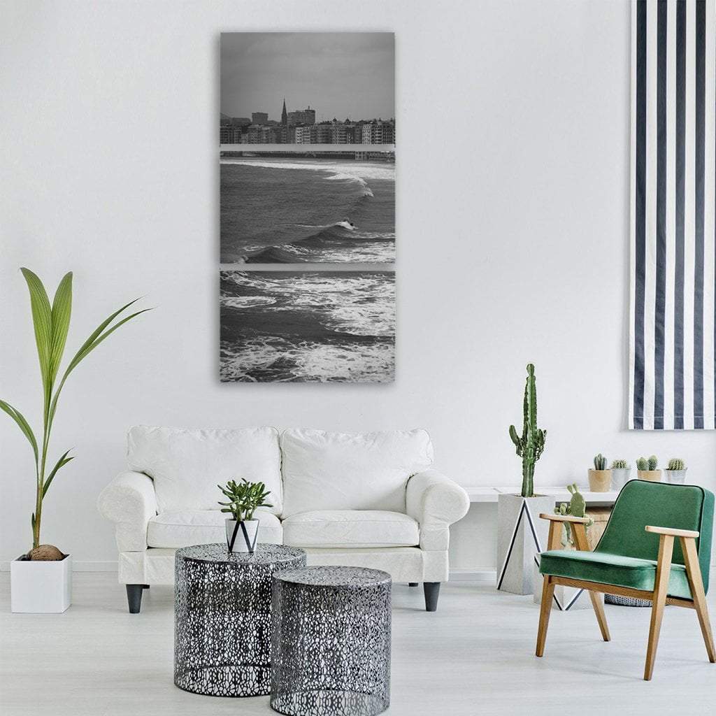 Donostia Sea Beach Vertical Canvas Wall Art-3 Vertical-Gallery Wrap-12" x 25"-Tiaracle