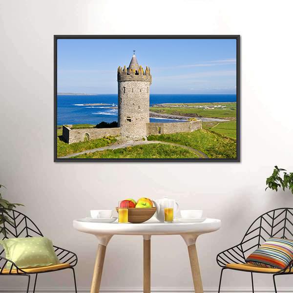 Doonagore Castle Canvas Wall Art-1 Piece-Floating Frame-24" x 16"-Tiaracle