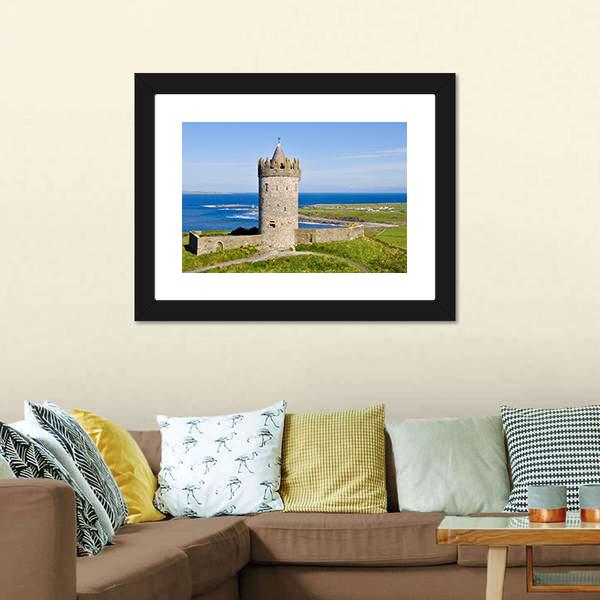 Doonagore Castle Canvas Wall Art-1 Piece-Framed Print-20" x 16"-Tiaracle