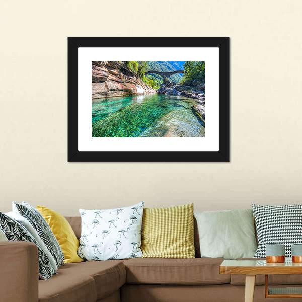 Double Arched Verzasca Canvas Wall Art-1 Piece-Framed Print-20" x 16"-Tiaracle