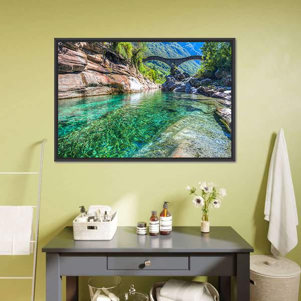 Double Arched Verzasca Canvas Wall Art-5 Horizontal-Gallery Wrap-22" x 12"-Tiaracle