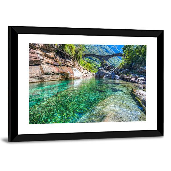 Double Arched Verzasca Canvas Wall Art-5 Horizontal-Gallery Wrap-22" x 12"-Tiaracle