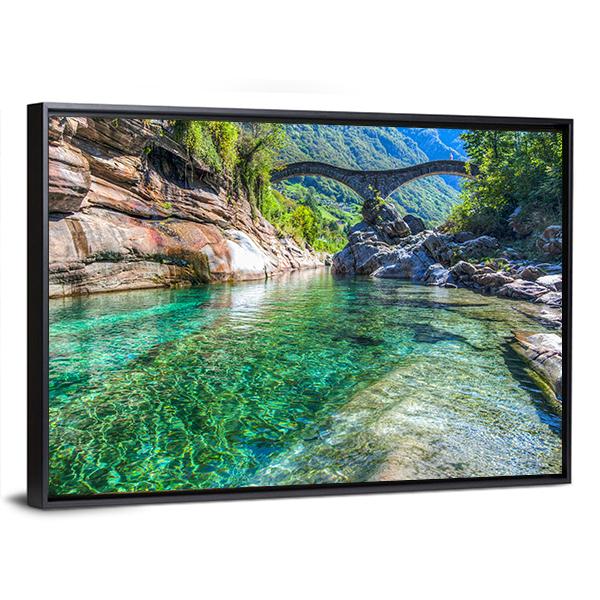 Double Arched Verzasca Canvas Wall Art-5 Horizontal-Gallery Wrap-22" x 12"-Tiaracle