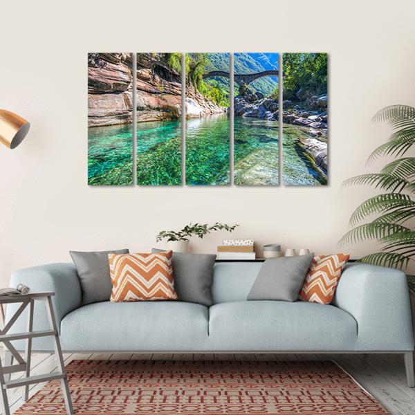 Double Arched Verzasca Canvas Wall Art-5 Horizontal-Gallery Wrap-22" x 12"-Tiaracle