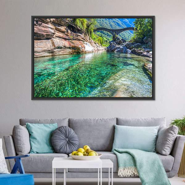 Double Arched Verzasca Canvas Wall Art-3 Horizontal-Gallery Wrap-25" x 16"-Tiaracle