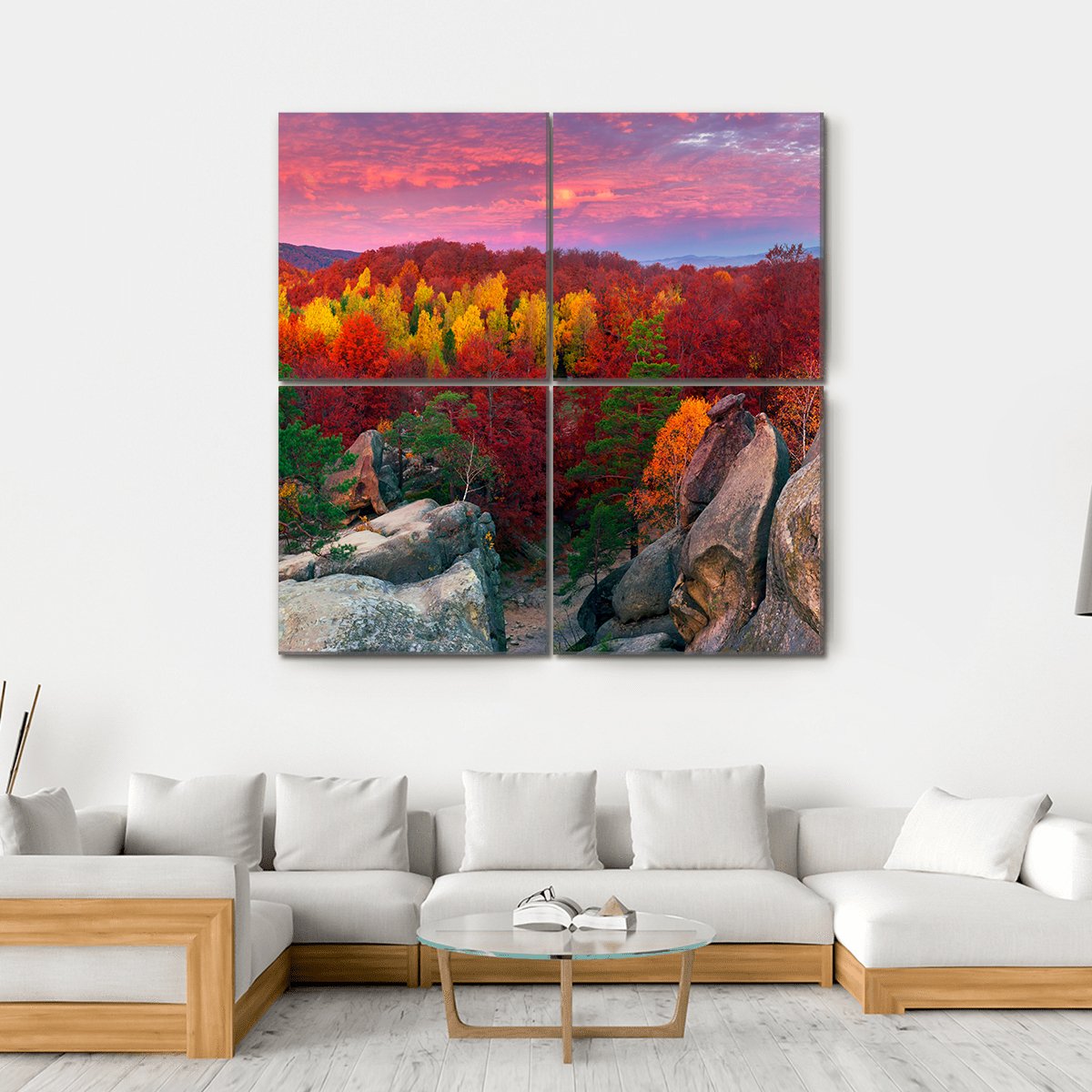 Dovbush Rocks Bubnyshche Canvas Wall Art-4 Square-Gallery Wrap-17" x 17"-Tiaracle