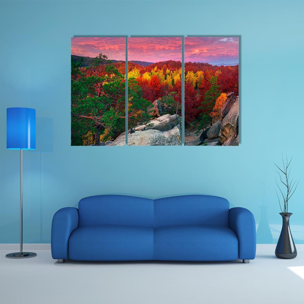 Dovbush Rocks Bubnyshche Canvas Wall Art-3 Horizontal-Gallery Wrap-37" x 24"-Tiaracle