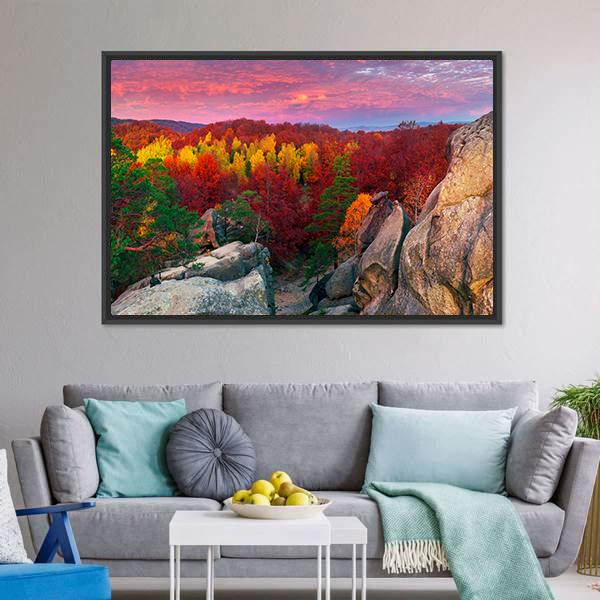 Dovbush Rocks Bubnyshche Panoramic Canvas Wall Art-1 Piece-36" x 12"-Tiaracle