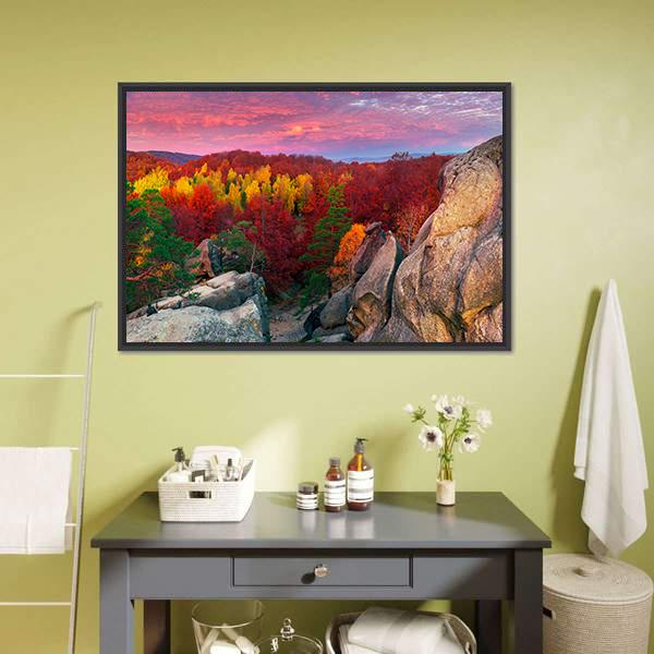 Dovbush Rocks Bubnyshche Panoramic Canvas Wall Art-1 Piece-36" x 12"-Tiaracle