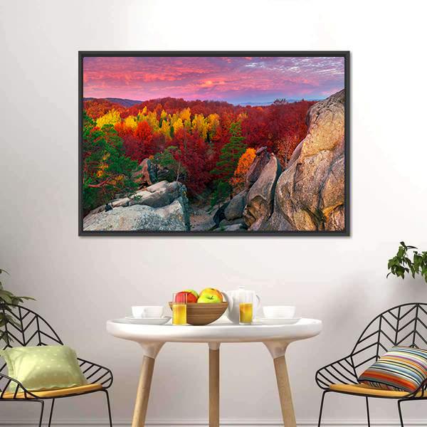 Dovbush Rocks Bubnyshche Panoramic Canvas Wall Art-1 Piece-36" x 12"-Tiaracle