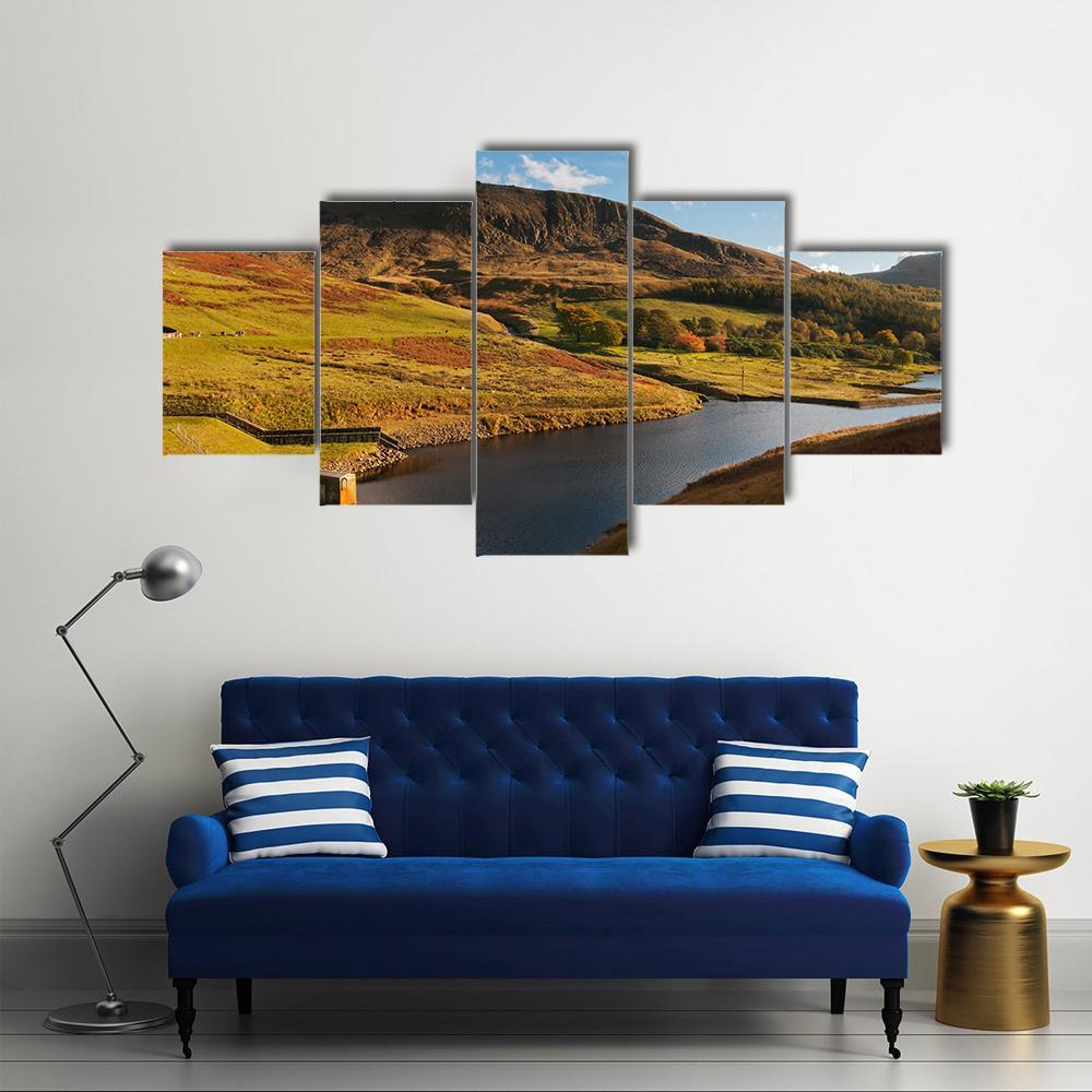 Dove Stone Reservoir Canvas Wall Art-5 Star-Gallery Wrap-62&quot; x 32&quot;-Tiaracle