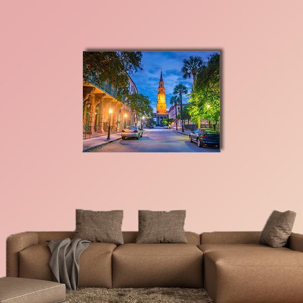 Charleston Downtown Canvas Wall Art-1 Piece-Gallery Wrap-48" x 32"-Tiaracle