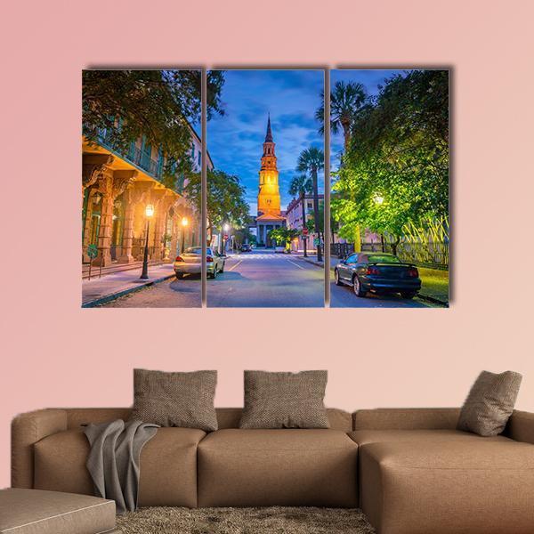Charleston Downtown Canvas Wall Art-3 Horizontal-Gallery Wrap-25" x 16"-Tiaracle