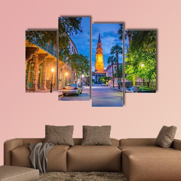 Charleston Downtown Canvas Wall Art-4 Pop-Gallery Wrap-50" x 32"-Tiaracle