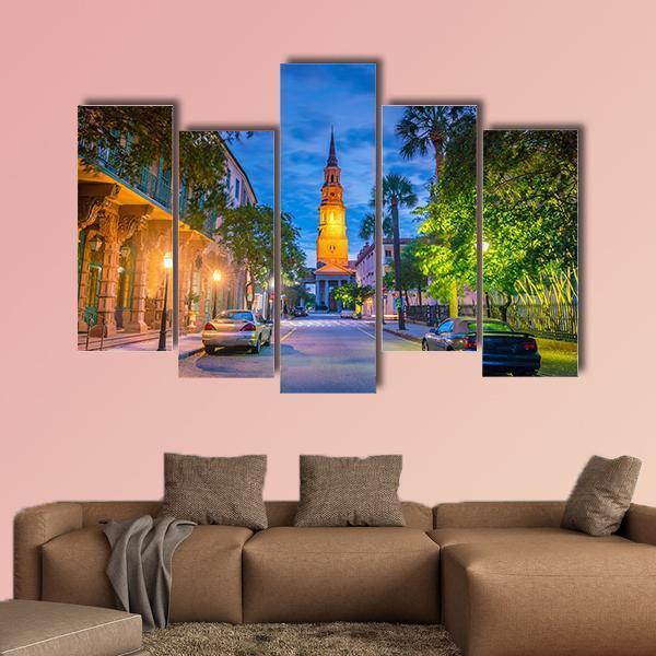 Charleston Downtown Canvas Wall Art-5 Pop-Gallery Wrap-47" x 32"-Tiaracle