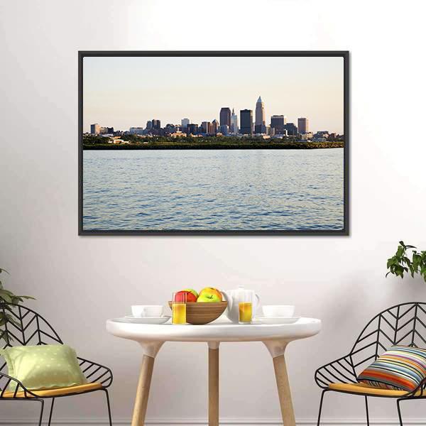 Downtown Cleveland Canvas Wall Art-3 Horizontal-Gallery Wrap-25" x 16"-Tiaracle