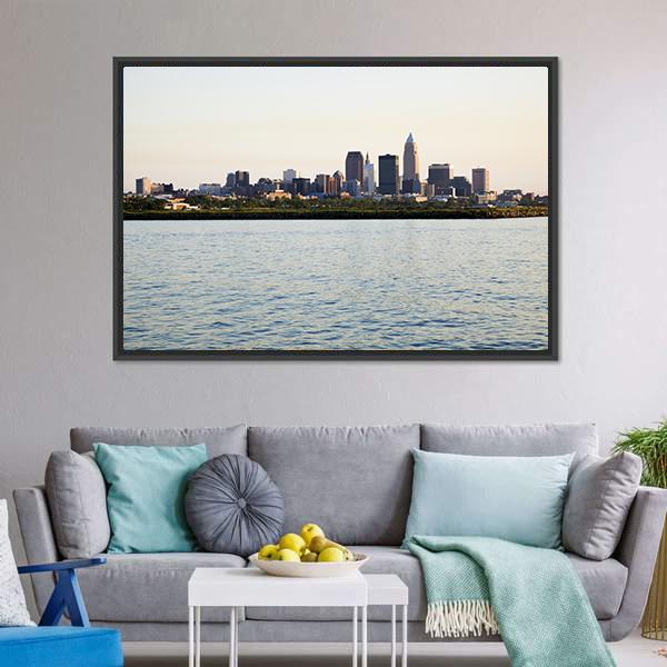 Downtown Cleveland Canvas Wall Art-3 Horizontal-Gallery Wrap-25" x 16"-Tiaracle