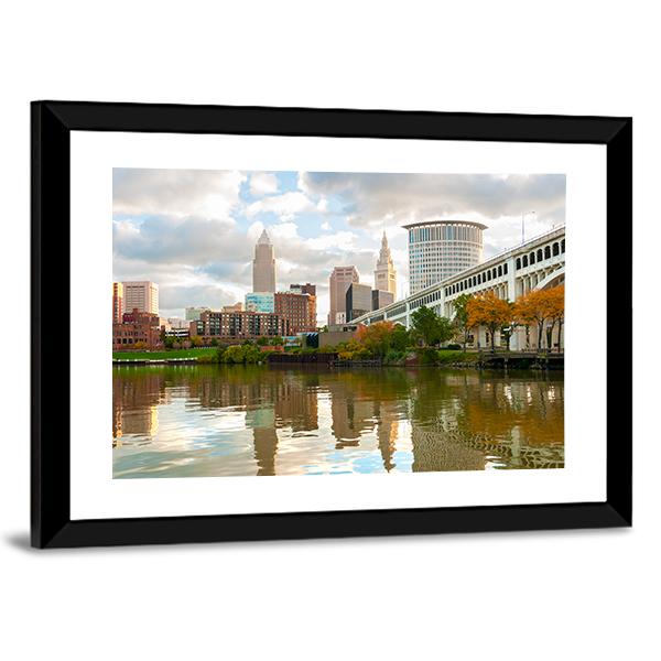 Downtown Cleveland Ohio Canvas Wall Art-3 Horizontal-Gallery Wrap-25" x 16"-Tiaracle