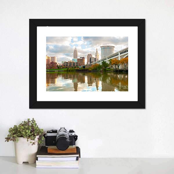 Downtown Cleveland Ohio Canvas Wall Art-3 Horizontal-Gallery Wrap-25" x 16"-Tiaracle