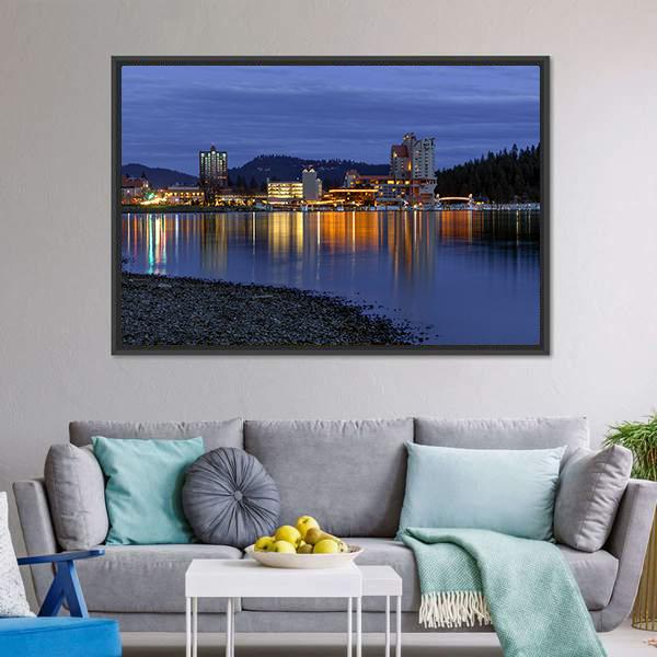 Downtown Coeur d'Alene Panoramic Canvas Wall Art-1 Piece-36" x 12"-Tiaracle