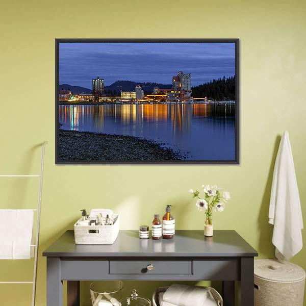 Downtown Coeur d'Alene Panoramic Canvas Wall Art-1 Piece-36" x 12"-Tiaracle