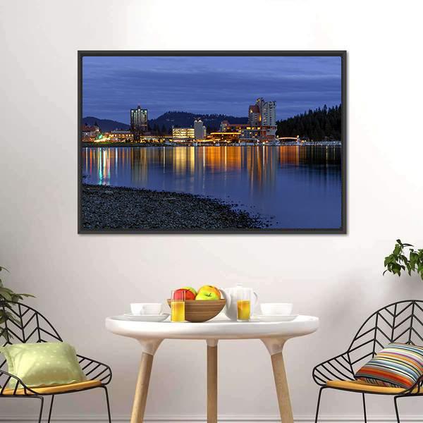 Downtown Coeur d'Alene Panoramic Canvas Wall Art-1 Piece-36" x 12"-Tiaracle