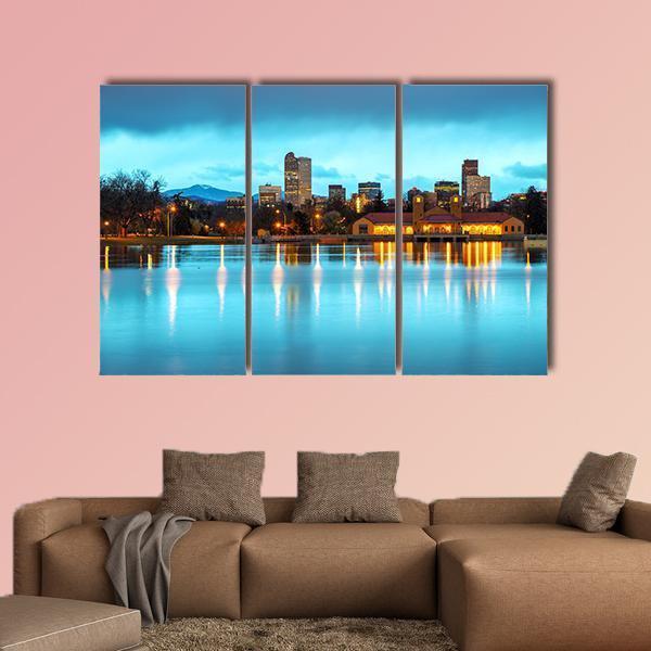 Downtown Denver Colorado Canvas Wall Art-3 Horizontal-Gallery Wrap-37" x 24"-Tiaracle