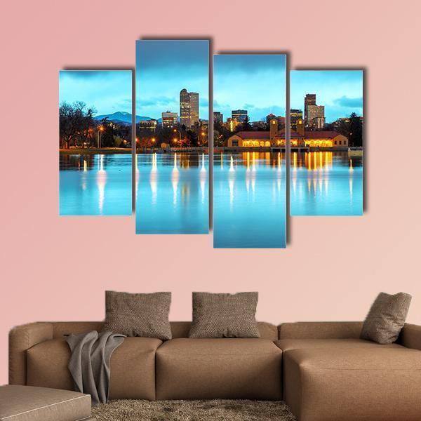 Downtown Denver Colorado Canvas Wall Art-4 Pop-Gallery Wrap-50" x 32"-Tiaracle
