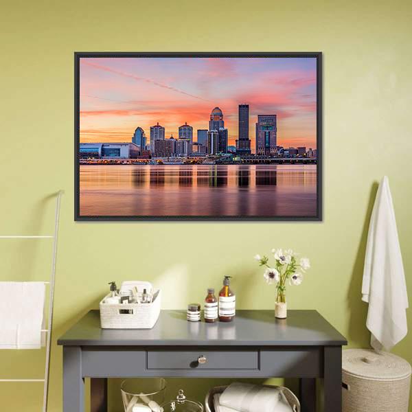 Downtown Louisville Skyline Canvas Wall Art-5 Horizontal-Gallery Wrap-22" x 12"-Tiaracle
