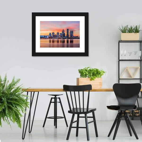 Downtown Louisville Skyline Canvas Wall Art-5 Horizontal-Gallery Wrap-22" x 12"-Tiaracle