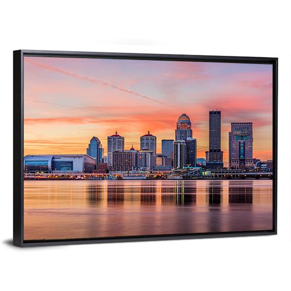 Downtown Louisville Skyline Canvas Wall Art-5 Horizontal-Gallery Wrap-22" x 12"-Tiaracle