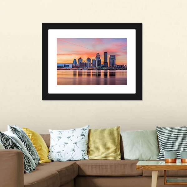 Downtown Louisville Skyline Canvas Wall Art-1 Piece-Framed Print-20" x 16"-Tiaracle