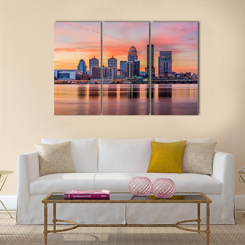 Downtown Louisville Skyline Canvas Wall Art-3 Horizontal-Gallery Wrap-25" x 16"-Tiaracle