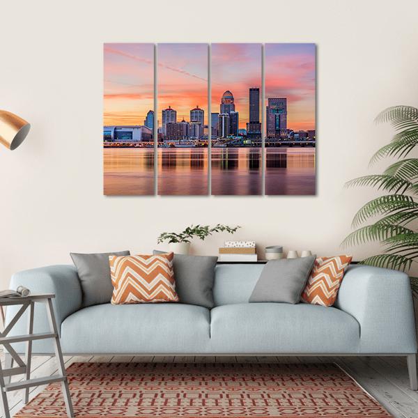 Downtown Louisville Skyline Canvas Wall Art-4 Horizontal-Gallery Wrap-34" x 24"-Tiaracle